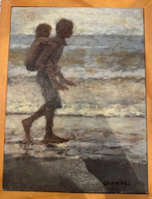 Man with Child in Water 9x12