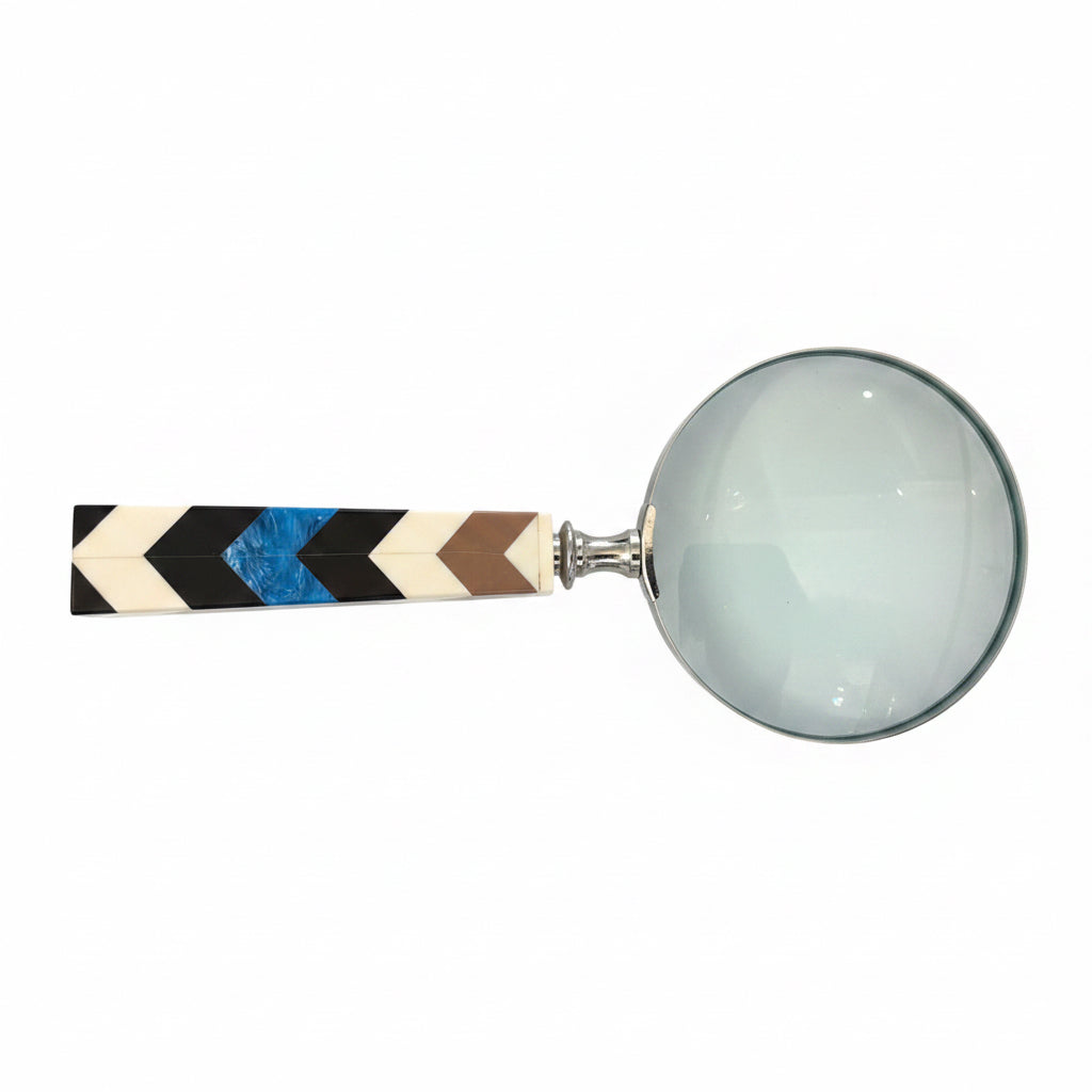 Blue chevron magnifying glass