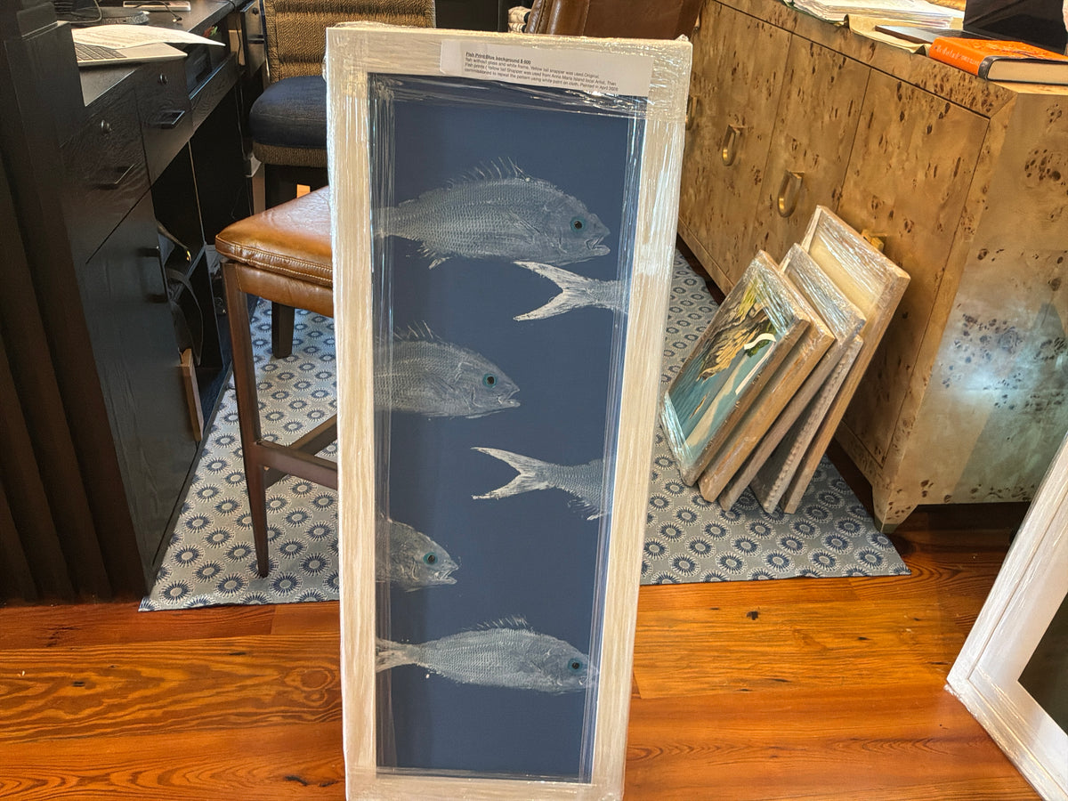 Fish print blue background