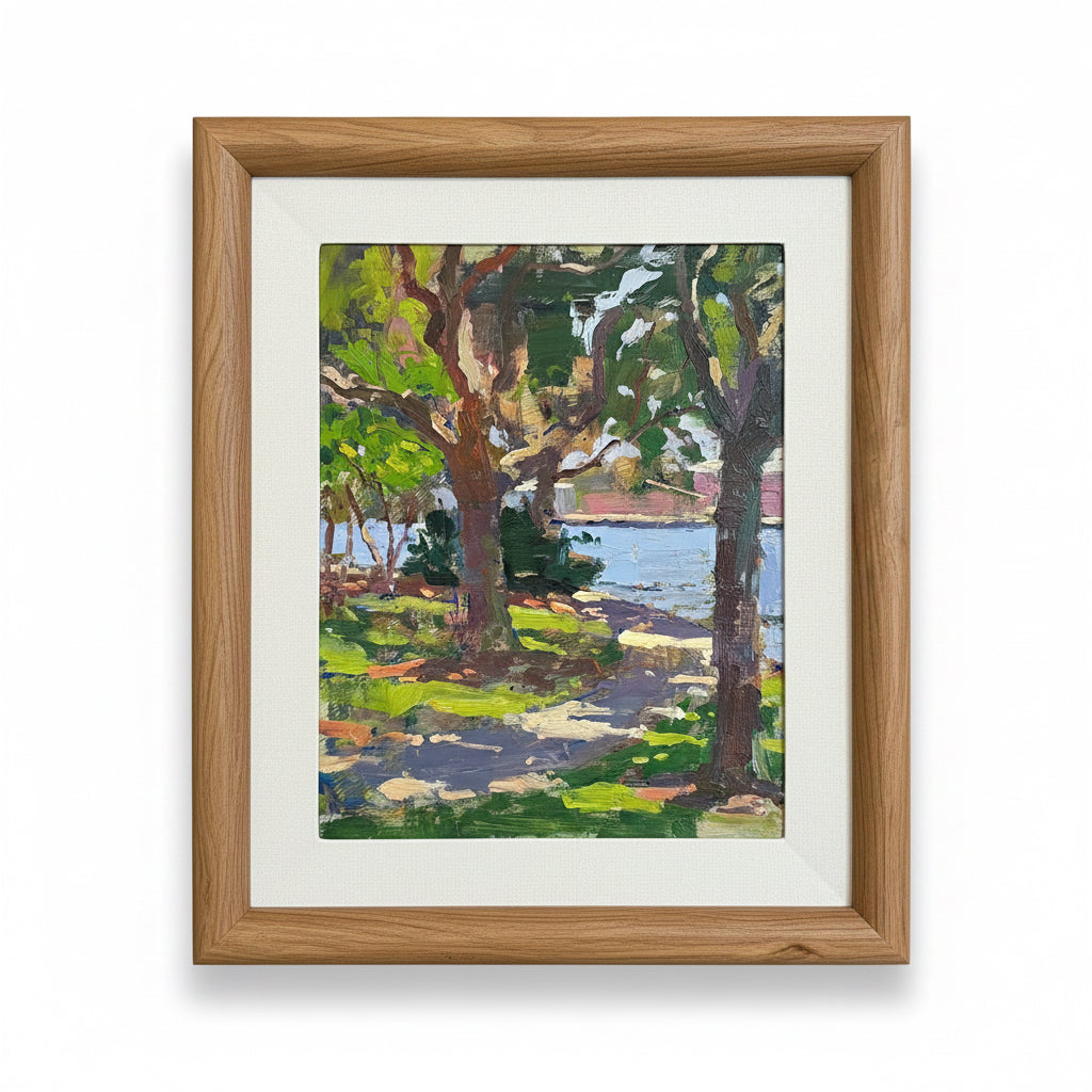 Wood and linen mat sunny afternoon painting
