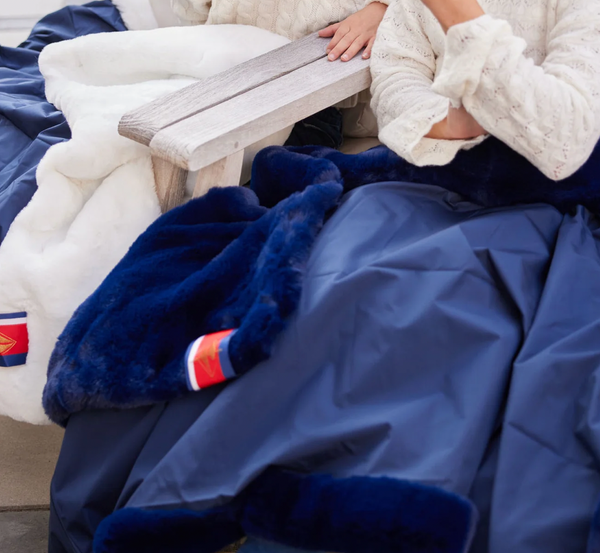Anna Maria Fur-Lined Blanket in Blue