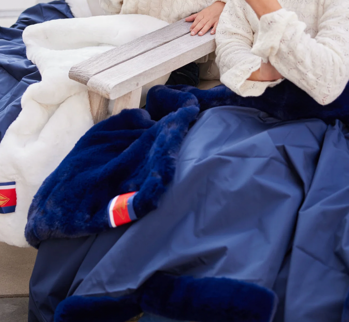 Anna Maria Fur-Lined Blanket in Blue