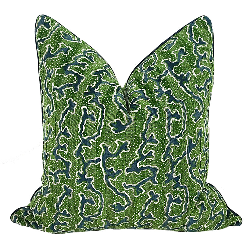 Corail Velvet Pillow 22” Square in Emerald