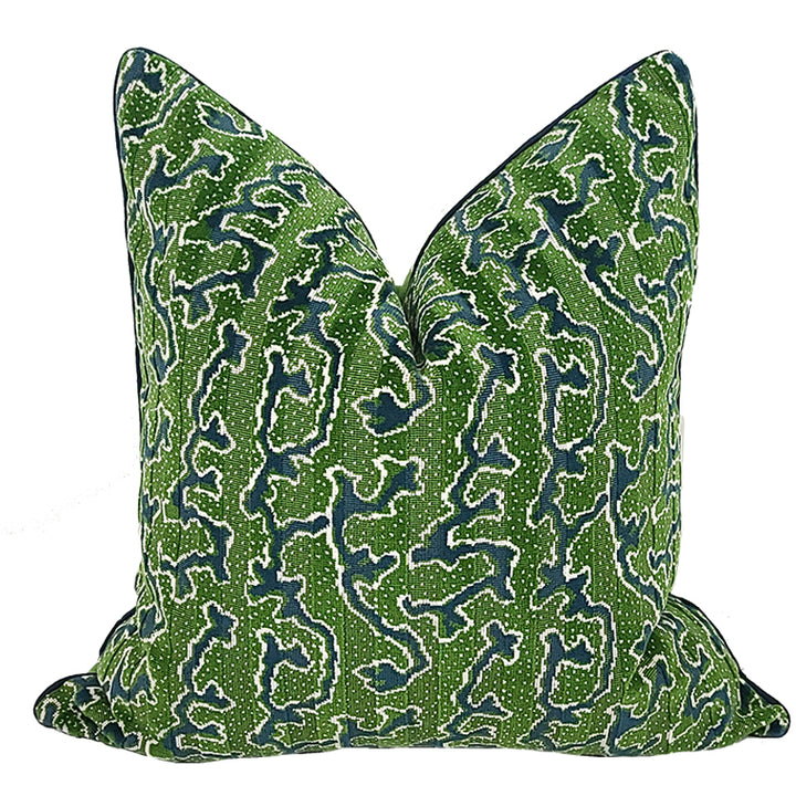 Corail Velvet Pillow 22” Square in Emerald