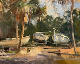 New College Boat Yard II Framed 11x14