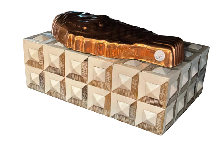 Tan and White Bone Box