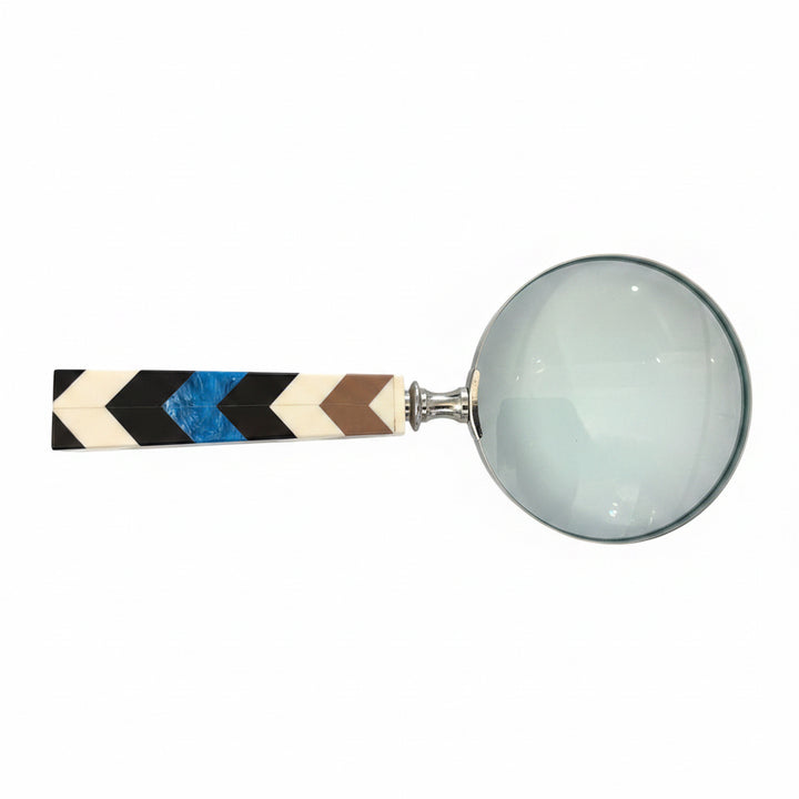Blue chevron magnifying glass