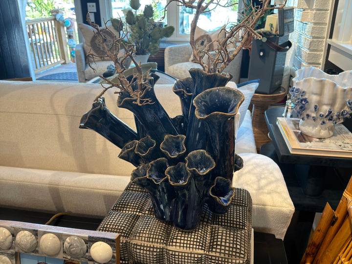Blue Low Vase