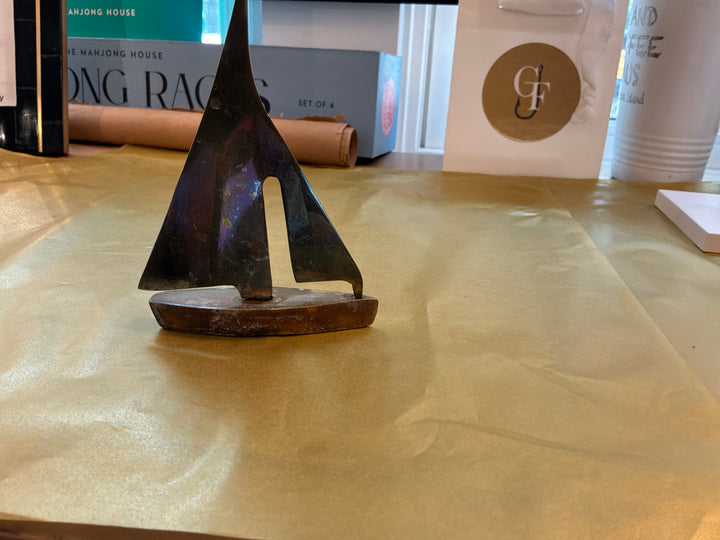 Brass sail boat figurine