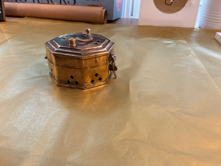 Small detail cut brass round box