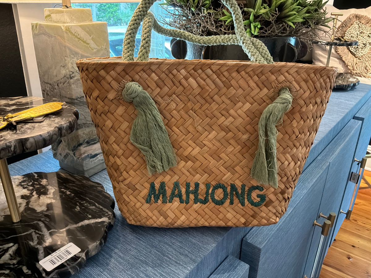 Woven Mahjong Seagrass Tote