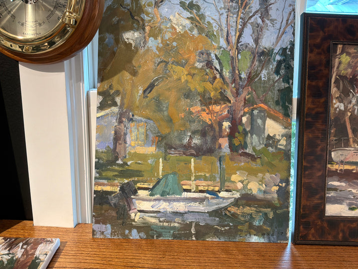 Unframed panel boats on dock