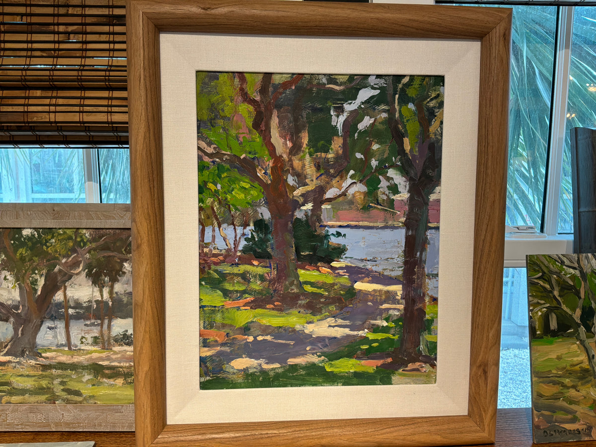 Wood and linen mat sunny afternoon painting