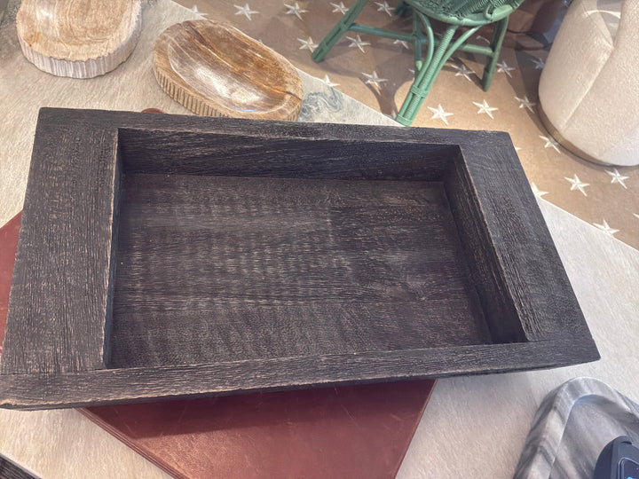 Black rectangle wood bowl