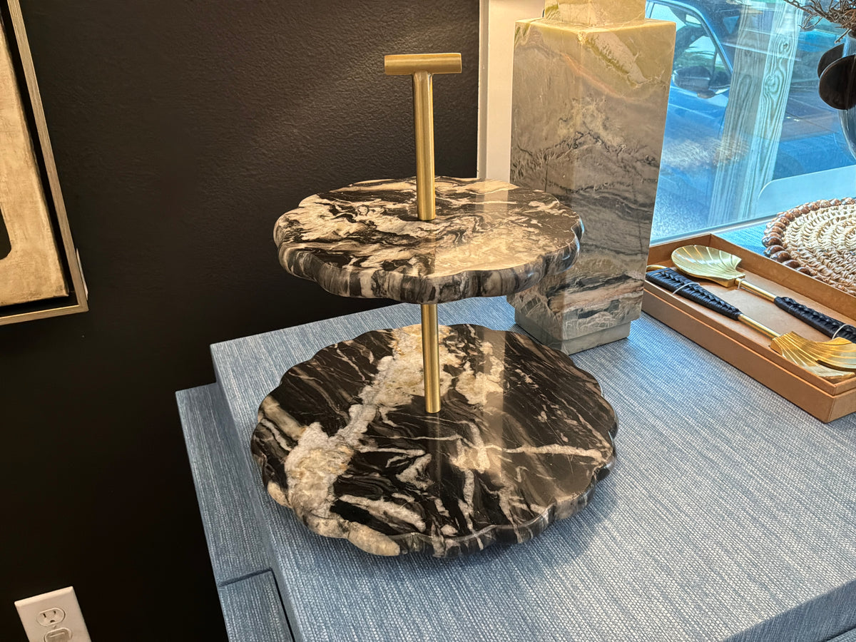 Concorde Sculpted Marble Tiered Stand