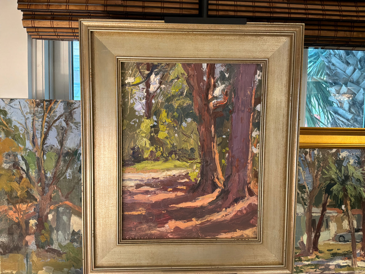 Trees painting in silver frame