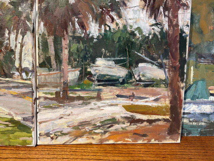 Unframed boats and palms